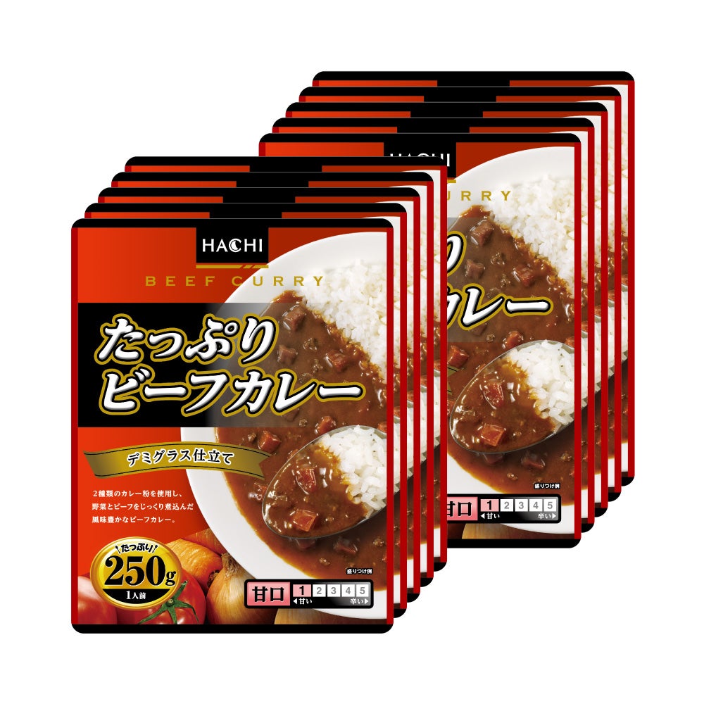 たっぷりビーフカレー 中辛／レトルトカレー 1人前 250g×10個セット