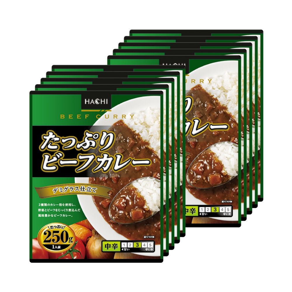 たっぷりビーフカレー 中辛／レトルトカレー 1人前 250g×10個セット