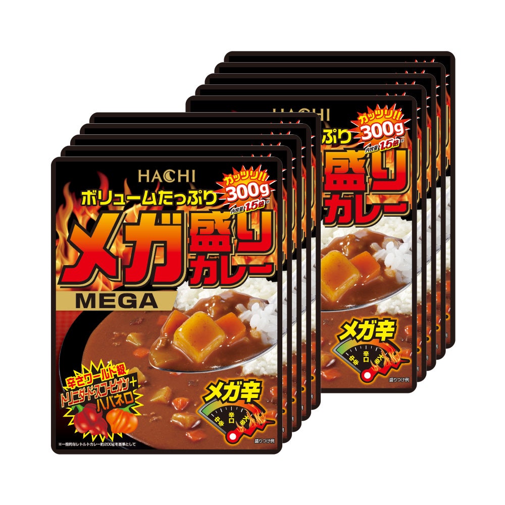 メガ盛りカレー メガ辛／レトルトカレー 1人前 300g×10個セット | ハチ